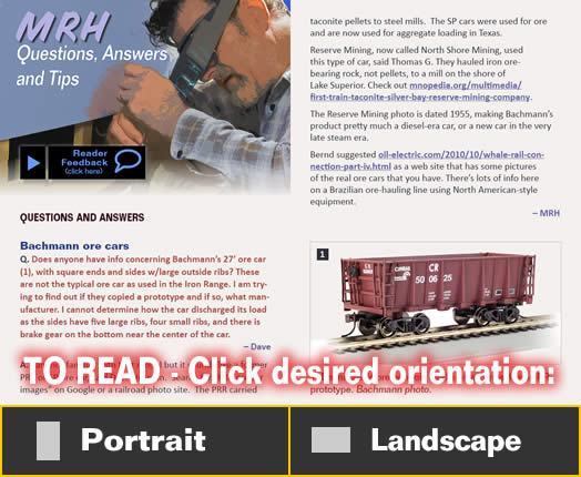 Questions, Answers, and Tips - Model trains - MRH column January 2014