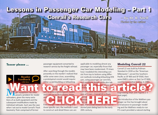 Lessons in Passenger Car Modeling - MRH Issue 9 - Sep/Oct 2010